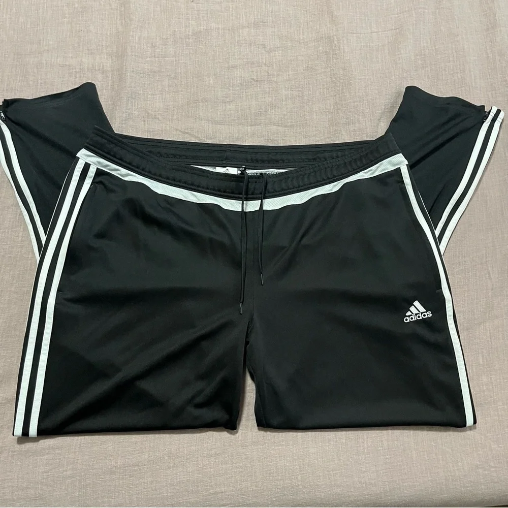 Adidas Three Stripe Unisex Size XXL Black White Track Pants Athletic Streetwear